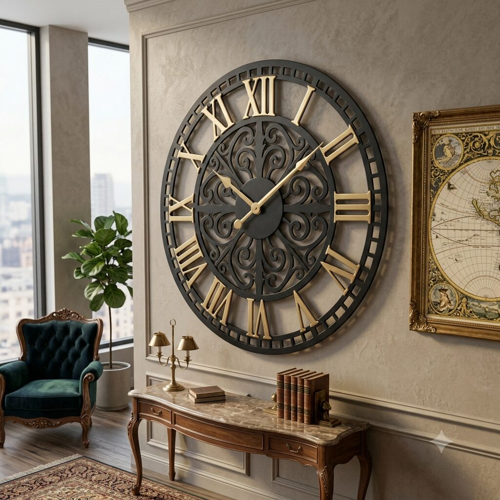 1782700016895 ساعة حائط ستيل كلاسيكية كبيرة (Classic Metal Wall Clock) - الصورة 1