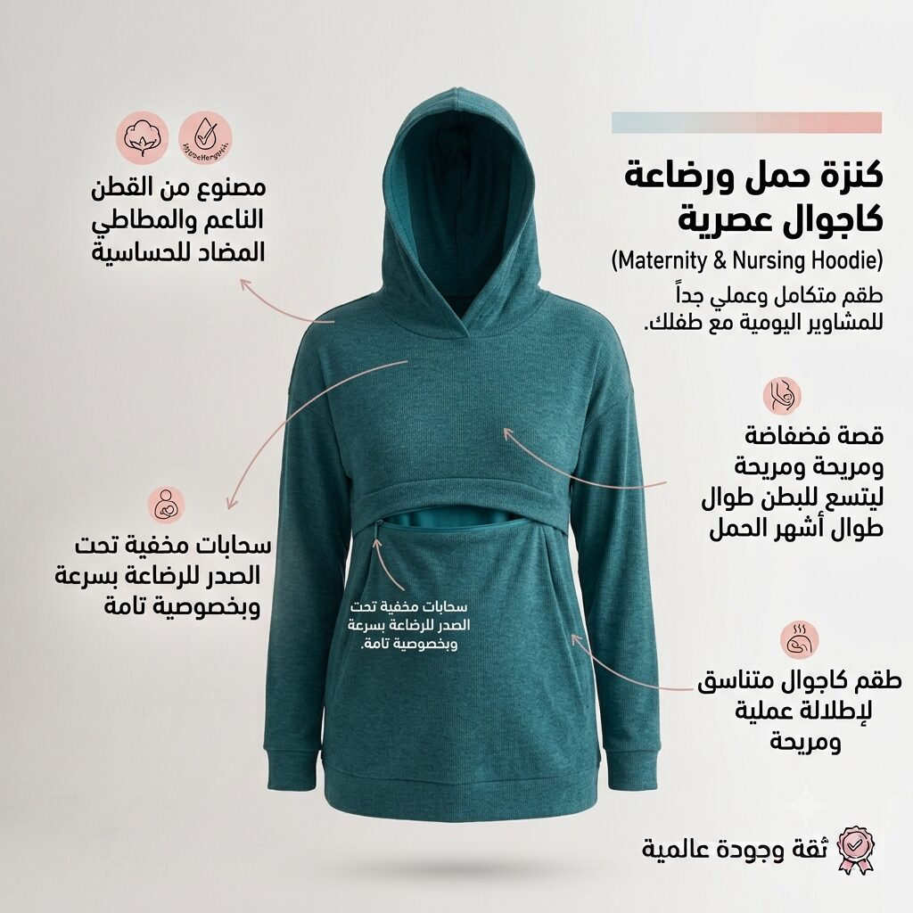 1782769554948 كنزة حمل ورضاعة كاجوال (Maternity & Nursing Hoodie) - الصورة 1