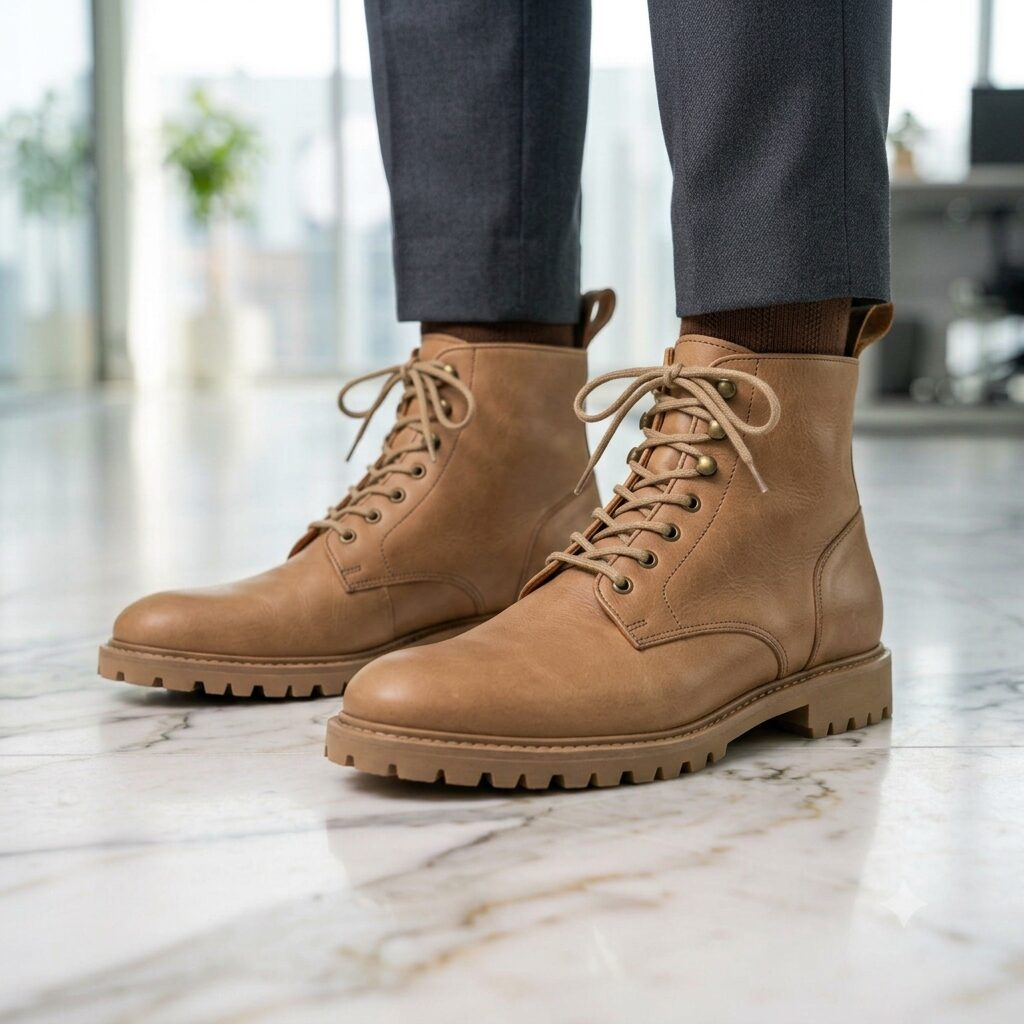1782778945195 بوت جلد كلاسيكي برباط (Men's Classic Leather Lace-Up Boots) - الصورة 1